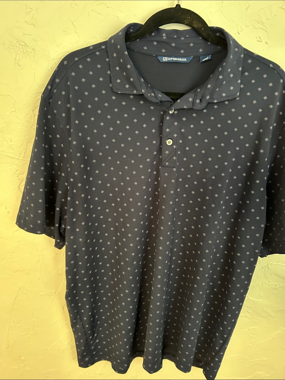 Cutter & Buck Men's Navy Polo with Micro Star Print